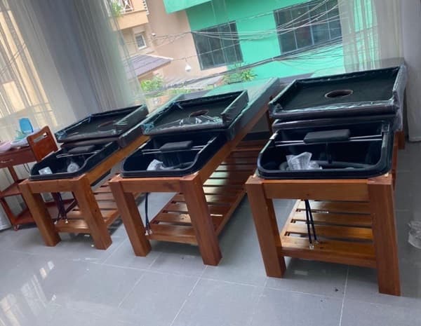 giường gội 2in1 bồn nhựa khung gỗ GIÁ RẺ