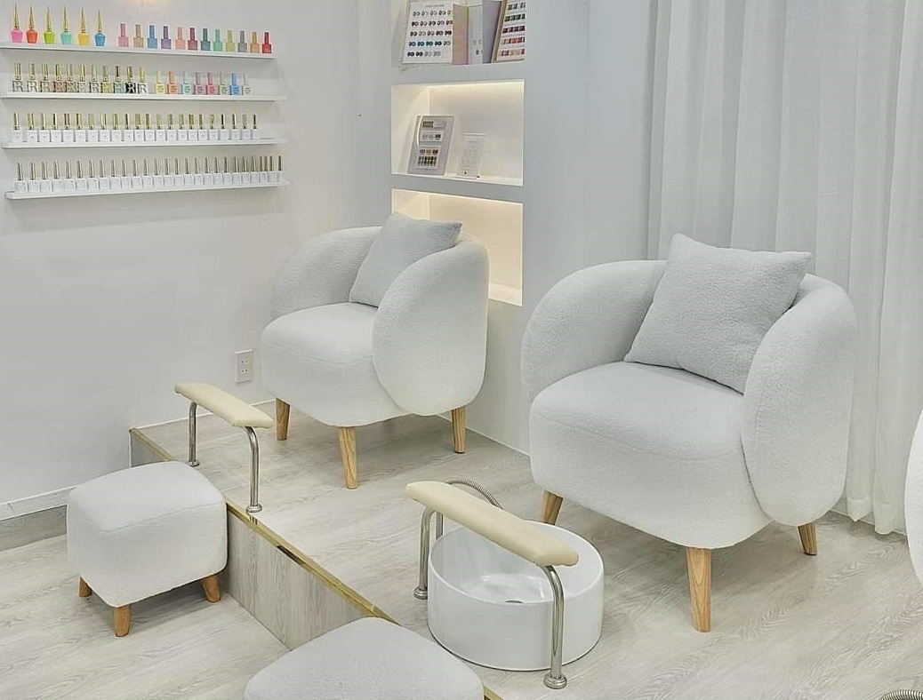 Mẫu ghế làm nail đơn giản bọc nhung nỉ