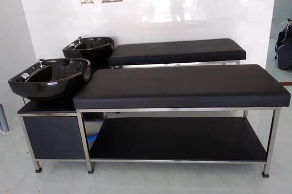 giường gội đầu inox