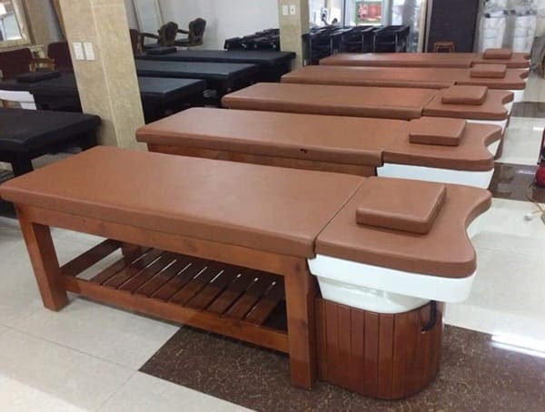 Giường gội đầu spa màu trắng